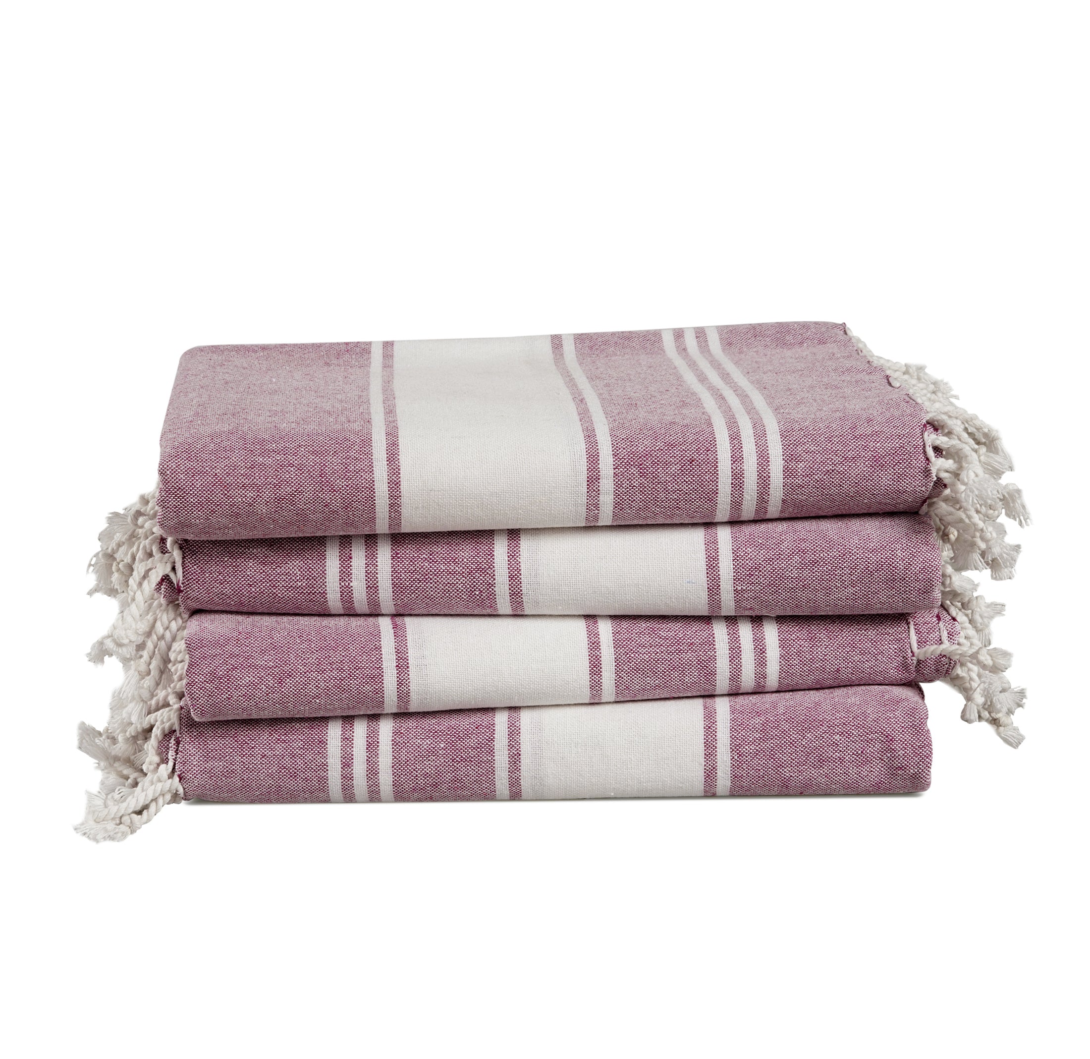 Set of 4 Chambray Turkish Beach Towels - Wistful Mauve